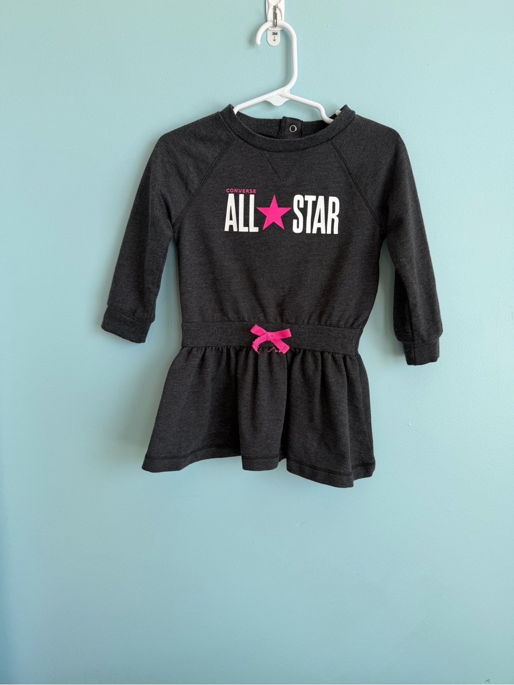 Converse All Star Girls 18M Charcoal Pink Sweatshirt Dress